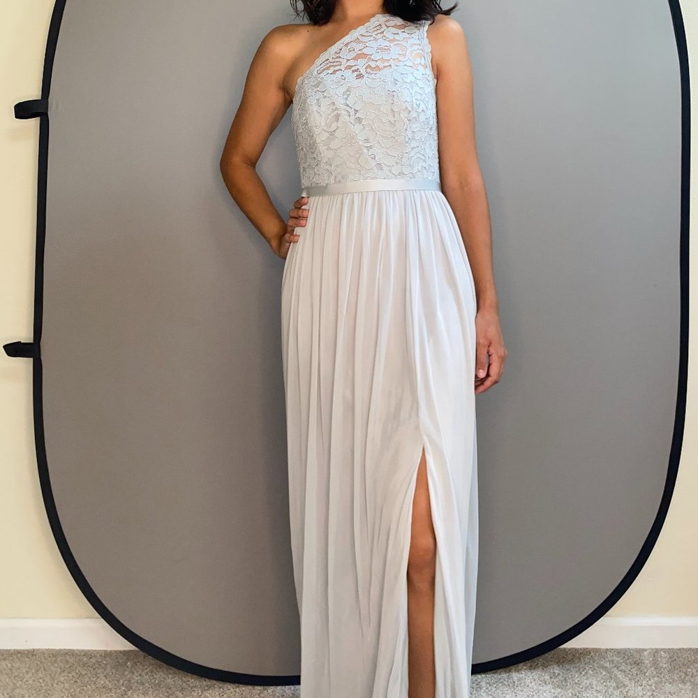 Ice Blue One Shoulder Dress by David's Bridal - Small